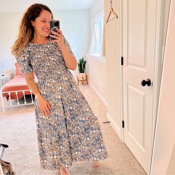 Tuckernuck En Saison Blue Brown Floral Maxi Dress Small - Picture 1 of 11
